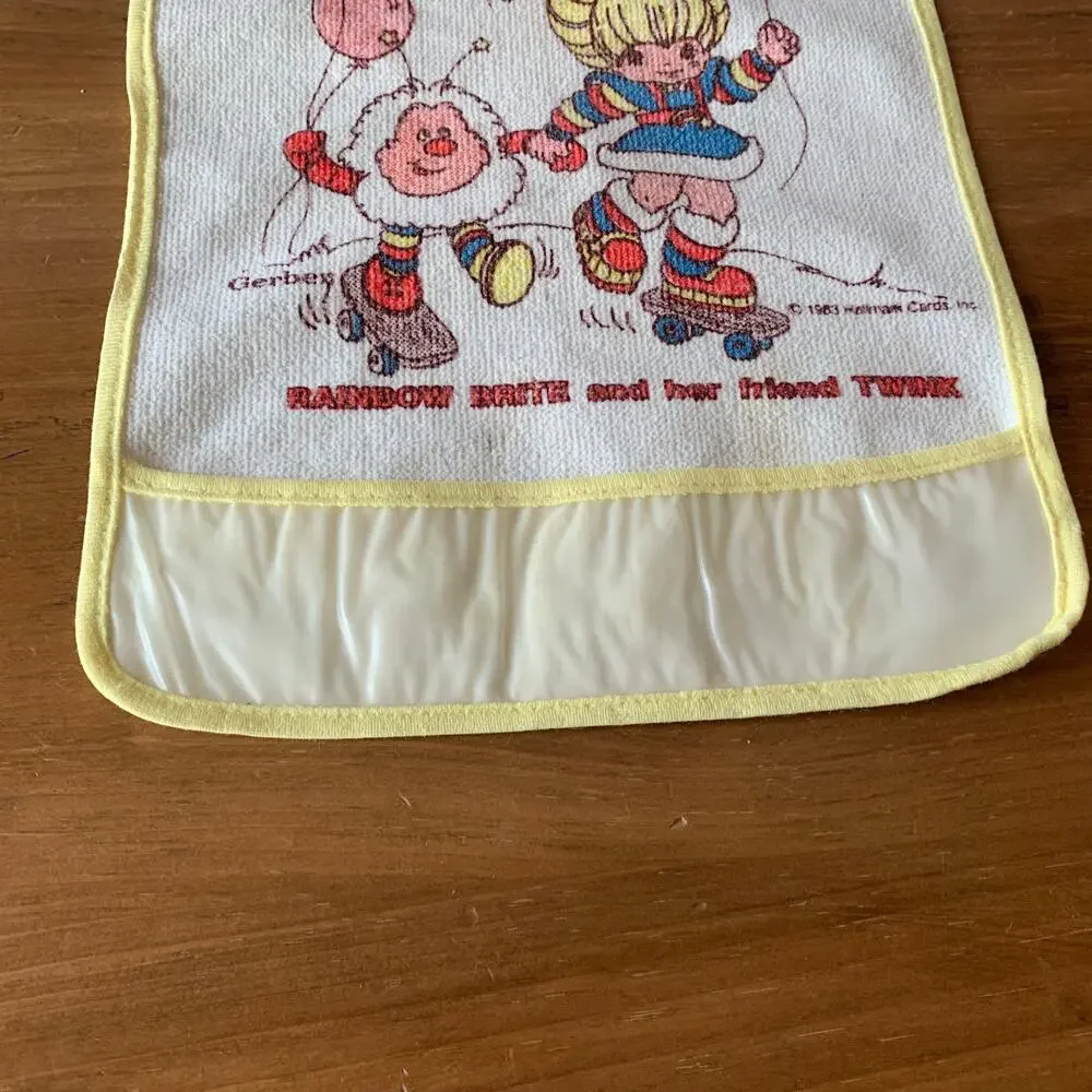 RAINBOW BRITE & TWINK Gerber Bib Vintage Terry Pocketed Toddler 1983 USA READ